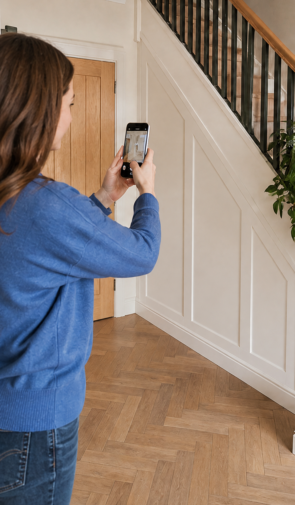 Homeowner photographing the available storage space